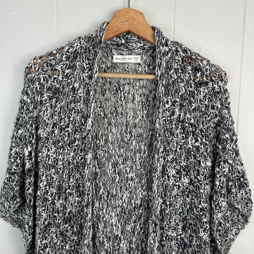 Abercrombie & Fitch Open Front Cardigan Marled Boucle Open Knit Oversized OS - Picture 3 of 9
